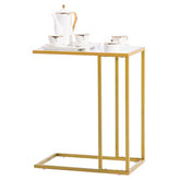 HAOYYE Marble Simple C-Side Table With Sleek Modern Design, Durable White Finish, Perfect For Living Room, Bedroom, Office, Or Small Spaces, Stylish And Functional Accent Table